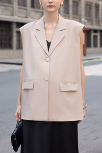 Breathable Solid Front Woven V-neck Single Button Regular 78% Polyester 18% Rayon 4% Spandex Woolen Hand Embroidery Women's - Product Image 4