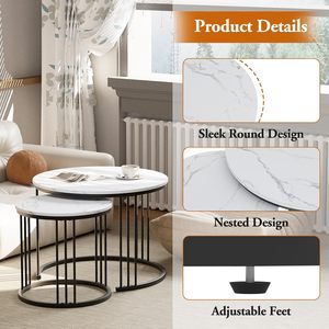 Mesa de Centro de Mármol Sintético, Mesas Auxiliares Modernas para Sala de Estar, Mesas Laterales para Espacios Pequeños - Product Image 5