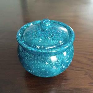 Pot décoratif en résine haut de gamme avec couvercle, fait main, pour rangement cuisine, salle de bain, bonbons, thé, café, organisateur domestique - Product Image 1