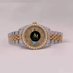 Nuevo Diseño de Reloj de Lujo Hecho a Mano con Cuarzo Moissanite y Acero Inoxidable de 43 mm para Hombre, Estilo Hip Hop con Cristales, Puntero Analógico, Regalo - Product Image 2