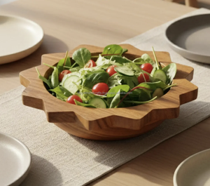 Tazón de Madera Ecológico Clásico Hecho a Mano para Ensaladas y Arroz, Ideal para Restaurantes, de la India - Product Image 2