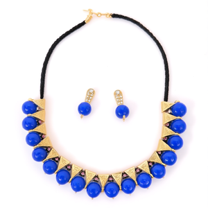 Agade Beads with Golden Embellishment Fashion Jewelry Set - Product Image 1
