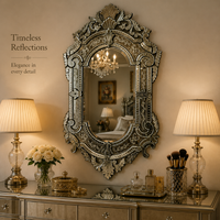 Miroir décoratif baroque vénitien de designer |   Miroir mural en verre de style antique de luxe avec cadre orné pour la décoration de la maison et des hôtels