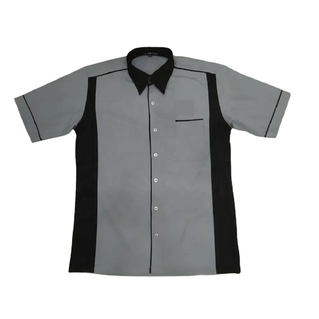 थोक उत्कृष्ट गुणवत्ता अनुकूलित उत्पाद पुरुषों के साथ काम पहनने लघु आस्तीन जेब शर्ट