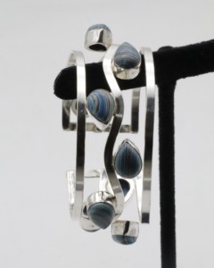 Agate Cuff <b>Bangles</b> with German <b>Silver</b>, Natural Agate Stone Adjustable Open Cuff <b>Bracelet</b>, Handmade Gemstone <b>Bangle</b> Jewelry - Product Image 3