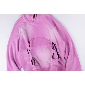 Sudaderas y Hoodies de Algodón Vintage para Hombre, Estilo Streetwear, con Triple Bolsillo, Efecto Desgastado y Agujeros, Estilo Kanye West, Venta al Por Mayor - Product Image 3