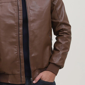 Chaqueta de cuero genuino de alta calidad hecha a medida, precio al por mayor, estilo popular de invierno, chaqueta de cuero con cremallera a la moda para hombre - Product Image 6