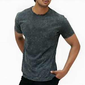 T-shirt délavé et vieilli pour homme, style streetwear, en coton, coupe ample, manches courtes, décontracté, vintage, pour l'été, style urbain - Product Image 6