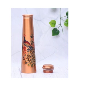 <b>Drinking</b> Juices Creative Quality Metal <b>Copper</b> <b>Bottle</b> Tabletop Kitchenware Fruits Juice Enamel Printed <b>Copper</b> <b>Bottle</b> With Glass - Product Image 2