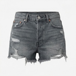 Shorts en jean élégants pour femmes, taille ajustée, déchirés, style estival décontracté, streetwear, couleur personnalisable, tenues chics - Product Image 1