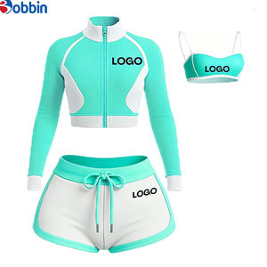 Ensemble 3 pièces tendance pour femme : survêtement d'été, veste et short de sport contrastants, style streetwear personnalisé – Nouvelle collection à succès - Product Image 1