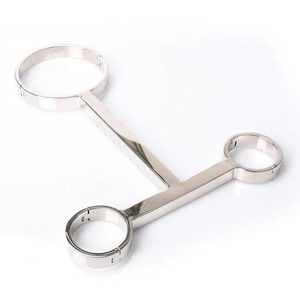 Collar de sujeción de acero con barra recta y esposas para juguete sexual - Product Image 6