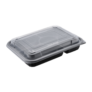 Contenedor de Alimentos Desechable de Plástico con Tapa para Llevar, Diseño Minimalista, Negro, 4 Compartimentos - Product Image 1
