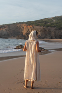 Chaleco largo transparente con capucha, ropa de algodón estilo bohemio, prenda para llevar sobre otras prendas, ropa de uso diario para mujer - Product Image 4