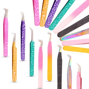 Pince à épiler d'extension de cils en acier inoxydable de haute qualité ensemble pointe pointue marque privée en gros pour l'utilisation de la beauté - Product Image 4