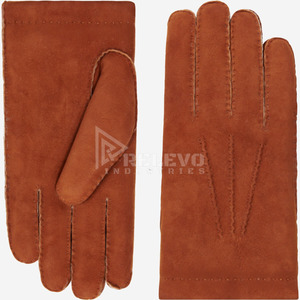 Gants d'hiver en cuir véritable pour hommes, doublure en fourrure véritable, faible MOQ, marque privée, prix bas, gants de motard en cuir de vachette, luxe - Product Image 2