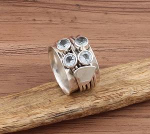 Blue Topaz 925 <b>Sterling</b> <b>Silver</b> Heart Meditation <b>Fidget</b> <b>Ring</b> for Women's-December Birthstone Party Jewelry - Product Image 6