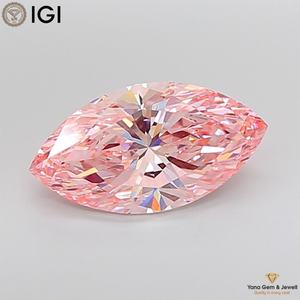 Diamant de laboratoire CVD de 5,50 carats, couleur rose vif fantaisie, clarté VS1, avec certificat IGI, forme marquise, idéal pour une bague de mariage - Product Image 1