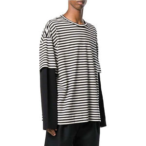 OEM Custom Manufacturer Streetwear Distressed Embroidery Patch Screen Printing <b>Tshirt</b> Men Double Layer Long Sleeve T Shirts - Product Image 6