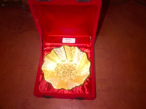 Bol en métal plaqué or et argent, plat de service de luxe pour cadeau de mariage, fruits secs, collations et décoration intérieure - Product Image 2