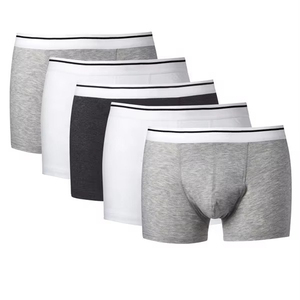 Calzoncillos bóxer transpirables de punto de spandex/poliéster para hombre, ropa interior elástica con abertura frontal. - Product Image 1