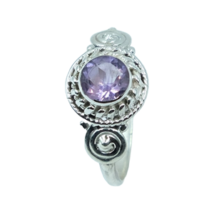 Anillo de Plata de Ley 925 con Amatista Morada Natural Tallada, Anillos de Compromiso y Boda para Mujer, Joyería de Regalo de Navidad para Ella - Product Image 1