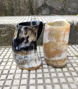 Chope en corne de buffle véritable, design Viking, motif animalier et ange, faite à la main, écologique, pour la décoration intérieure et la bière, taille personnalisable, haute qualité en PE - Product Image 1