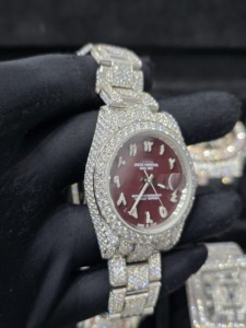 Rose Gold Full Diamond Pave <b>Mechanical</b> <b>Watch</b> <b>for</b> <b>Men</b> Iced Out Bling Stainless Steel Luxury Hip Hop 16mm Band - Product Image 2