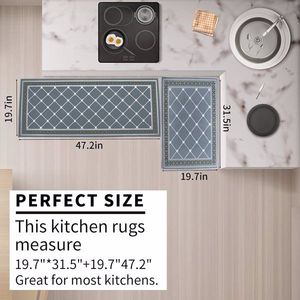 Set 2 assorbenti antiscivolo tappeti da cucina 19.7X31.5 + 19.7X47.2 tappetini da cucina lavabili Runner per pavimento cucina 19.7X31.5 + - Product Image 3
