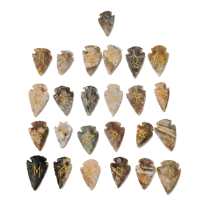 High quality imperial jasper arrowhead rune <b>set</b> <b>Crystal</b> Rune Wicca Energy natural stone for Divination and Intuition Meditation - Product Image 2