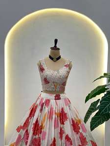 Lehenga Choli Tradicional para Mujer de Ramdev Trading, con Material de Red de Mariposa Reciclado, para Bodas, Eventos Festivos y Fiestas - Product Image 2