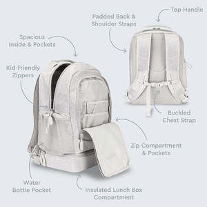 Mochila Deportiva Casual de Microfibra Blanca con Múltiples Bolsillos y Compartimento con Cierre, Capacidad de 30-40L - Product Image 4