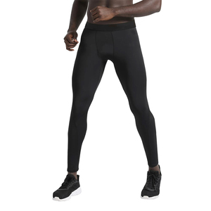 High Quality <b>Men's</b> Black Full Length Seamless Yoga Leggings High Waist Elastic Waist Sport Athletic <b>Compression</b> Long <b>Tights</b> - Product Image 1