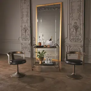 Modern Handmade Metal Bar Cart <b>Trolley</b> with Wheels for Dining Luxury metal Decorative Bar <b>Serving</b> <b>Trolley</b> Parties safe plated - Product Image 2