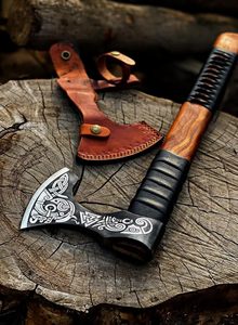 Custom Handmade Engraved Viking Bearded Tomahawk | Hand Forged High Carbon Steel <b>Axe</b> Rose Wood <b>Handle</b> | Industrial OEM ODM - Product Image 4