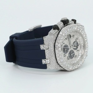 Reloj de Lujo Personalizado para Hombre con Diamantes Moissanite, Plata de Ley 925 Sólida con Correa de Goma, Esfera Plateada con Diamantes, Movimiento de Cuarzo - Product Image 2