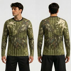 Camiseta Deportiva de Manga Larga con Estampado de Explosión de Tinta Blanca y Amarilla, Camisetas de Manga Larga Ligeras de Poliéster Premium - Product Image 5
