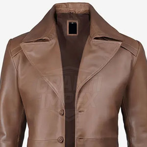 Manteau en cuir de haute qualité au design moderne, écologique, respirant, rembourré de duvet d'oie blanche pour hommes, confortable, manches longues, classique - Product Image 5