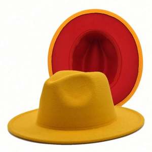 Chapeaux Fedora Unisexe Élégants Bicolores en Polyester/Coton, 53 Couleurs, Bord Large de 7,5 cm, pour Pêche et Fêtes, Vente en Gros - Product Image 6
