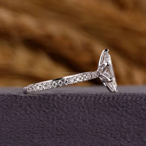 Igi ได้รับการรับรองว่ามาร์คีส์ตัดเพชรแหวนหมั้นเพชรที่โตแล้วหกง่ามฝังเพชรสีขาวทองสำหรับเป็นของขวัญวันครบรอบ - Product Image 5