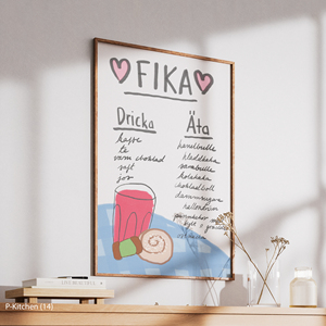 Impresión en lienzo para cocina, póster con ilustración de café y repostería Fika escandinava, obra de arte moderna para decoración de pared de cafetería - Product Image 4