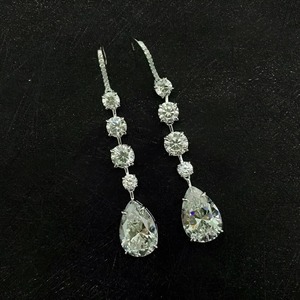 Luxury Lab Grown Diamond Pear Shape Drop <b>Earrings</b> | Long <b>Dangle</b> Bridal <b>Earrings</b> 925 Sterling <b>Silver</b> Custom Jewelry Manufacture - Product Image 2