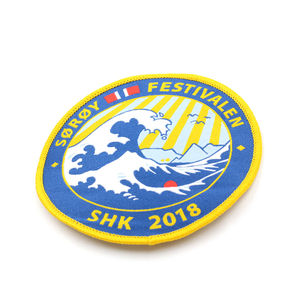 Écussons tissés personnalisés à coudre, motifs alphabet, fleur, triangle, cercle, cœur, couleurs jaune et bleu, pour sacs et chapeaux en toile écologique - Product Image 5