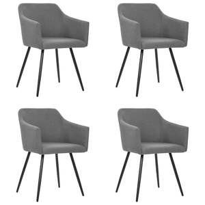 Juego de 4 Sillas de Comedor Gris Claro, Tela 100% Poliéster con Estructura Metálica - Product Image 1