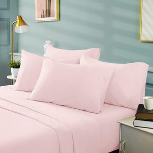 Ensemble de draps en coton 100% de qualité supérieure, couleur unie rose, 400TC, coutures minimalistes, lavable en machine, pour usage domestique, literie d'hôtel - Product Image 4
