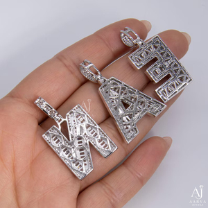Pendentif Lettre Moissanite Iced Out, Collier Alphabet Micro-Serti avec Chaîne Corde, Bijou Unisexe Hip Hop pour Initiale de Nom - Product Image 3