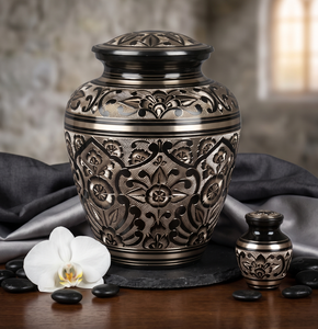 Urnes funéraires en aluminium couleur or et noir pour cendres humaines, vente en gros - Product Image 1