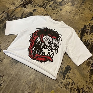 Camiseta Blanca de Manga Corta para Hombre con Serigrafía Sólida, Cuello Redondo, Corte Holgado, Estilo Urbano, Tejido Jersey - Product Image 2
