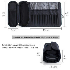 Customizable OEM with Transparent Flap for Travel Daily Use Waterproof Nylon Cosmetic Bag <b>Makeup</b> <b>Brush</b> Holder Roll Up <b>Case</b> Pouch - Product Image 2
