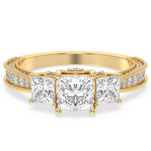 REYES – bague en Moissanite de haute qualité pour femmes, coupe princesse, 2.41 carats, en argent sterling 925 plaqué or jaune, bijoux fins - Product Image 2